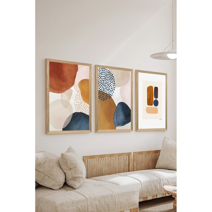 Keret Nélküli Dekorfestő Készlet (3 Db), 33 X 48 Cm | 100% Mdf, Uv Nyomtatott | Stílusos Falfestmény Modern Otthoni És Irodai Dekorációhoz