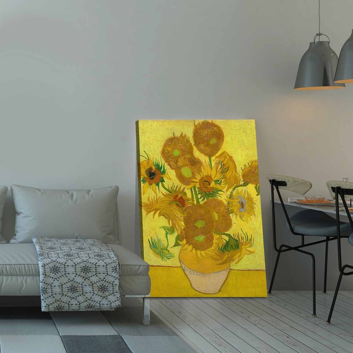 Pictură decorativă pe pânză Vincent van Gogh, 70 x 100 cm, 100% pânză, ramă 100% lemn (grosime 2,8 cm), Perfectă pentru iubitorii de decor și artă