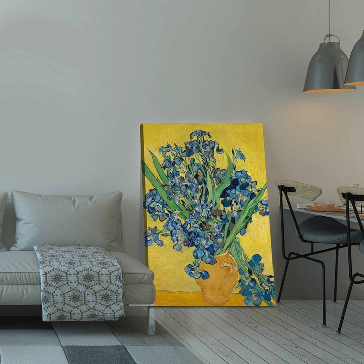 Pictură decorativă pe pânză Vincent van Gogh, 70 x 100 cm, 100% pânză, ramă 100% lemn (grosime 2,8 cm), Perfectă pentru iubitorii de decor și artă