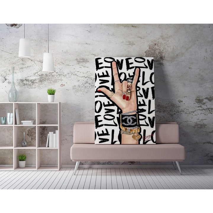 Lenyűgöző dekoratív vászonfestmény, 70 x 100 cm, 50% pamut/50% poliészter, digitális nyomtatás vászonra, 2 x 3 cm-es fakerettel keretezve, Tökéletes otthoni dekorációhoz