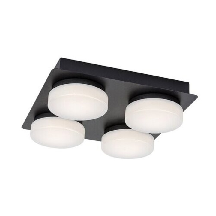 Lampa de baie, Rábalux, 75004, Attichus, negru mat, IP44, 4000K, 21W