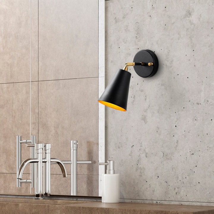 Opviq, 942FLG2191, Evander - 13191, Fekete Színű, Fali lámpa, E27 Foglalattal