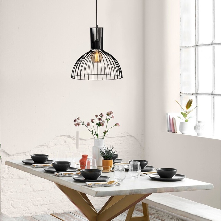 Candelabru industrial modern, Opviq, corp metalic negru, diametru 38 cm, înălțime 136 cm | Înălțime reglabilă, soclu E27, IP20 | Iluminat elegant pentru acasă și birou, perfect pentru decor contemporan