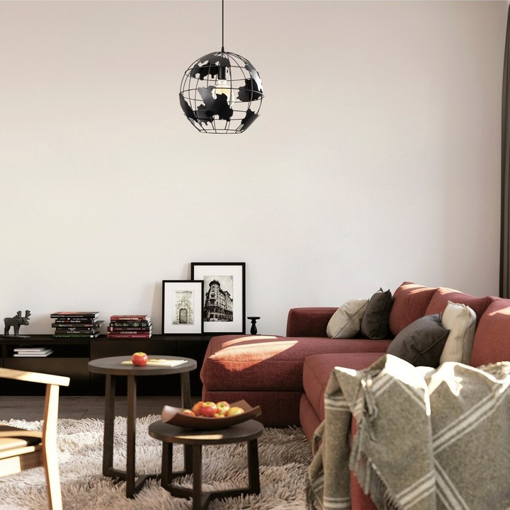 Candelabru modern negru, diametru 40 cm, înălțime reglabilă 110 cm | Carcasă metalică, soclu E27 Max 40W, IP20 | Iluminat elegant pentru casă, birou și sufragerie, design curat cu un concept inovator