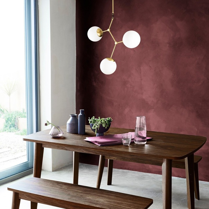 Candelabru modern cu corp metalic și abajur din sticlă, alb-galben, 55 x 15 cm | Înălțime: 65 cm, 3 x E27 Max 40W | Design scandinav elegant pentru un decor interior plin de farmec, grad de protecție IP20