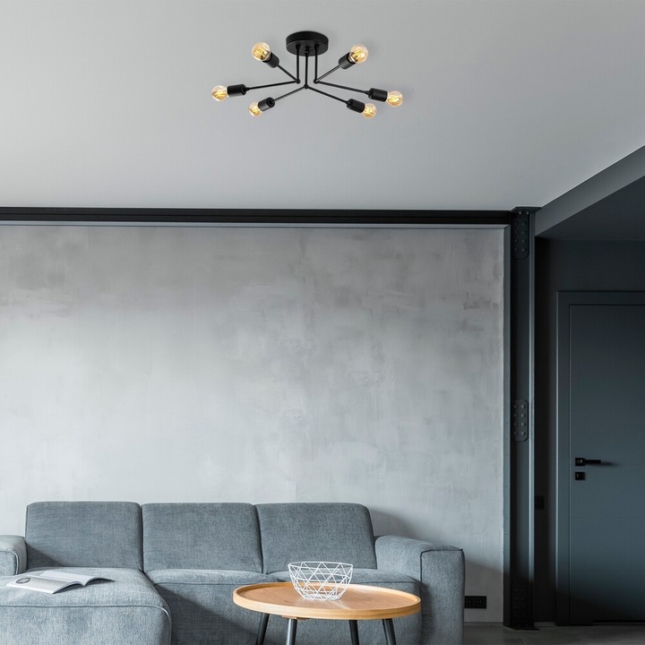 Lampă de perete industrială, neagră și vintage, 17 x 25 cm, înălțime 36 cm | Carcasă metalică, soclu E27 Max 40W | Iluminat elegant pentru spații moderne