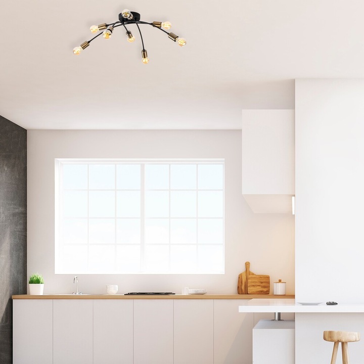 Lampă de perete industrială, neagră și vintage, 17 x 25 cm, înălțime 36 cm | Carcasă metalică, soclu E27 Max 40W