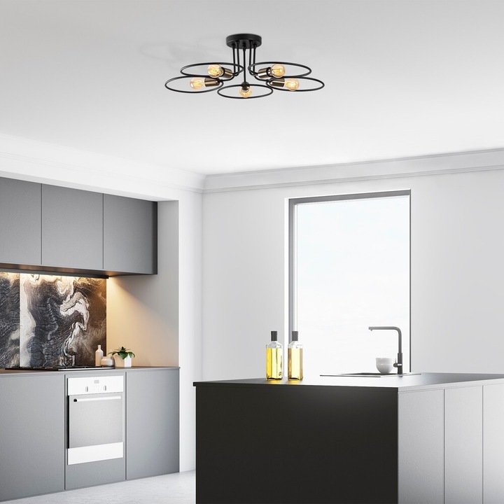 Lampă de perete industrială, neagră și vintage, 17 x 25 cm, înălțime 36 cm | Carcasă metalică, Soclu E27 Max 40W | Iluminat elegant pentru spații moderne