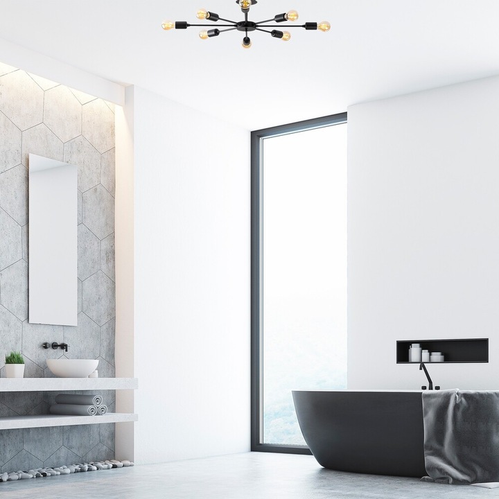 Lampă de perete industrială, neagră și vintage, 17 x 25 cm, înălțime 36 cm | Carcasă metalică, soclu E27 Max 40W | Iluminat elegant pentru spații moderne