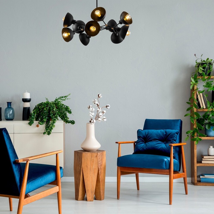 Lampă de perete industrială, neagră și vintage, 17 x 25 cm, înălțime 36 cm | Carcasă metalică, soclu E27 Max 40W | Iluminat elegant pentru spații moderne