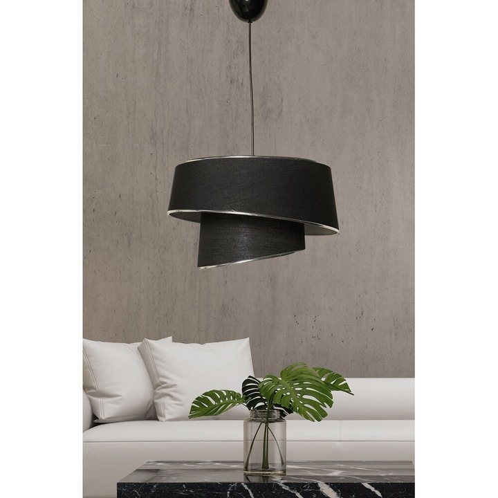 Candelabru scandinav elegant, corp metalic, argintiu și negru, înălțime 70 cm, certificat CE, soclu E27 max. 40 W