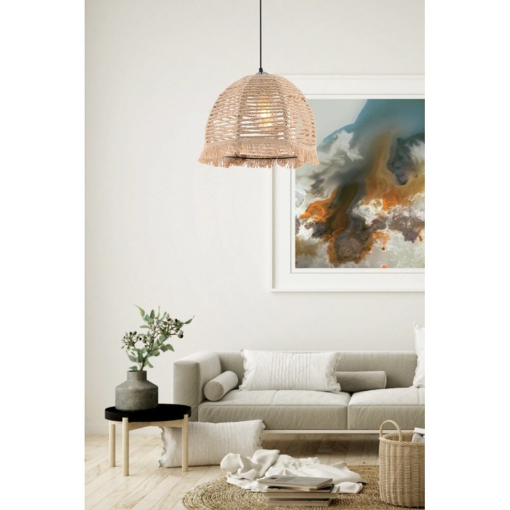 Елегантен кремав полилей с метално тяло и ютен абажур, височина 65 см | Регулируем кабел, фасунга E27 (макс. 40 W) | CE сертифициран, идеален за модерни пространства