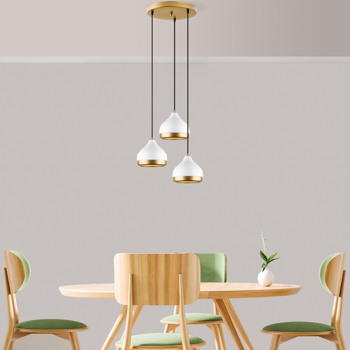 Candelabru elegant alb, înălțime reglabilă 25-111 cm, corp metalic, soclu Ø17 cm, 3 x E27 Max 40 W, perfect pentru spații de locuit moderne, grad de protecție IP20