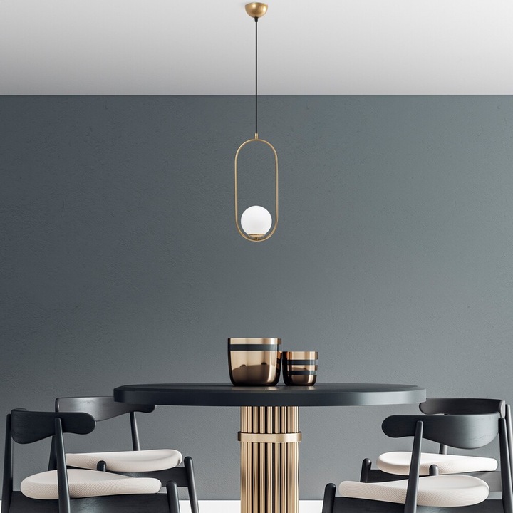 Candelabru elegant auriu, înălțime reglabilă 66-146 cm, carcasă metalică cu capac din sticlă, Ø15 cm, soclu E27, cablu 90 cm, perfect pentru spații moderne, IP20