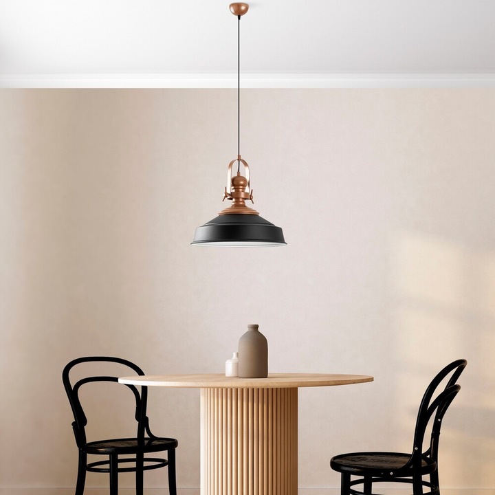 Candelabru elegant negru, corp metalic, Ø41 cm, înălțime reglabilă 45-130 cm, soclu E27, design modern pentru casă și birou, soluție de iluminat elegantă