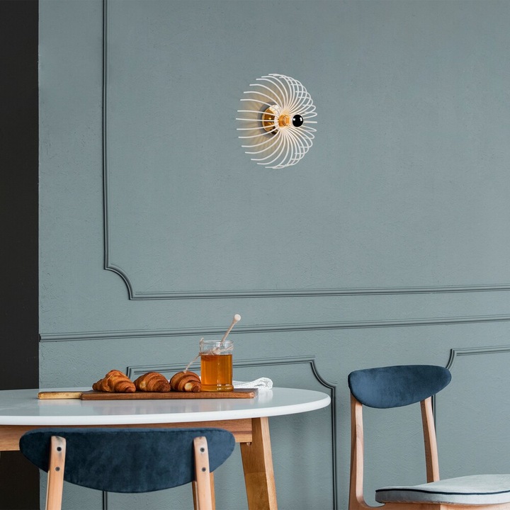 Модерна бяла стенна лампа, чугунено тяло, диаметър 12 см x височина 36 см | Цокъл E27, макс. 40 W | Стилно и функционално осветление за декорация на дома, клас IP20, идеално за хол и спалня