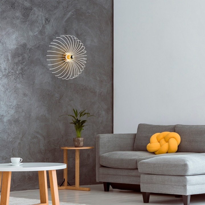 Модерна бяла стенна лампа, метален корпус, диаметър 16 см x височина 56 см | Цокъл E27, макс. 40 W | Стилно и функционално осветление за декорация на дома, клас IP20, идеално за хол и спалня