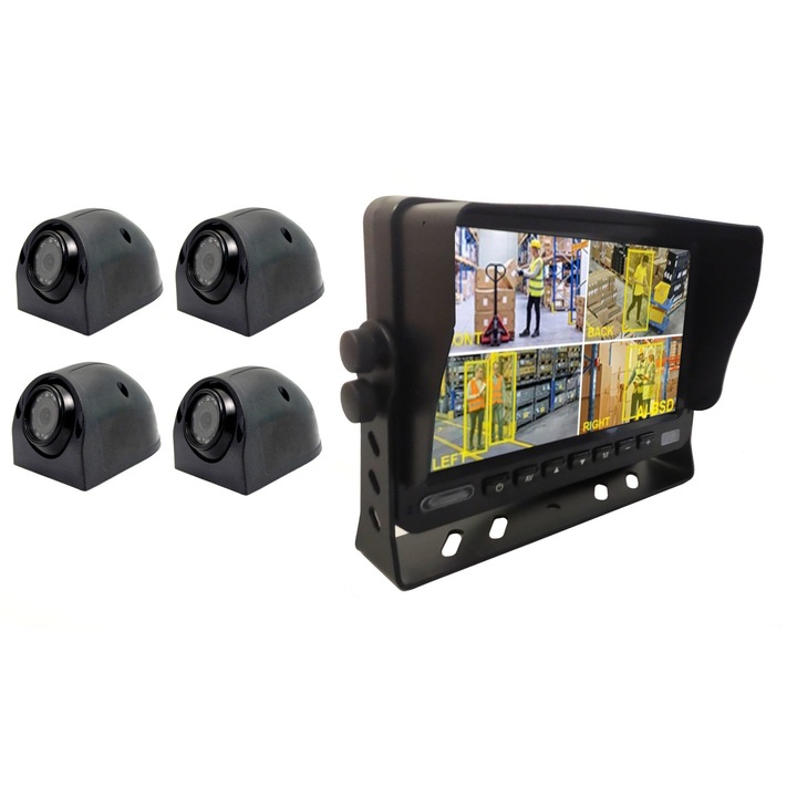 Set camere auto DVR cu monitor 7", expert PRO, 4 camere IR, detectare pietoni, 10.1"