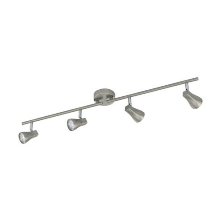 Spot TIBERIO 1 LED, 97826, Metal, Plastic, Nichel satinat, 4X3W, 1600 lumeni, 3000 K Calda