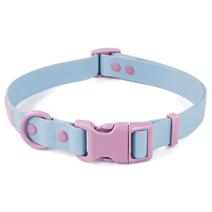 Zgarda pentru caini Wolfone, ajustabila, rezistenta la apa,37.5-55cm，Albastru deschis