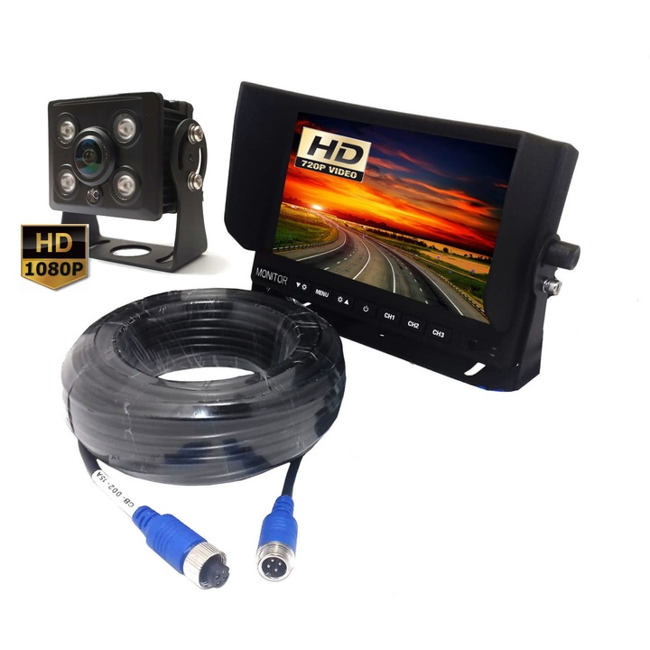 Kit camera de marsarier, expert PRO, 1080P + Monitor 7" 12V/24V, 15m 4-PIN