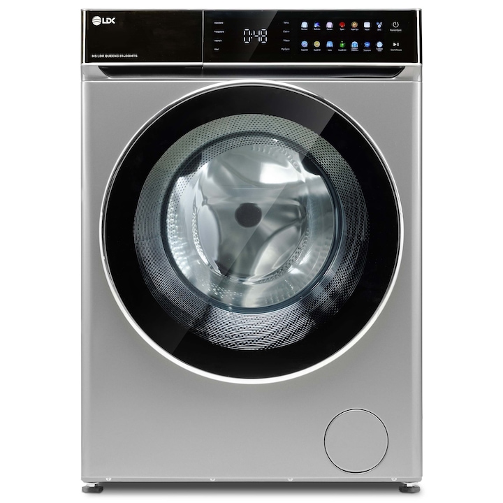 Masina de spalat rufe LDK Queen3 814DDMTS, 8 Kg, Clasa A, 1400 rpm, 14 programe, Control Touch, Steam, Super Spa, My Cycle, Amanare pornire, Prespalare, Intensiv, Motor Inverter Direct Drive, Argintiu