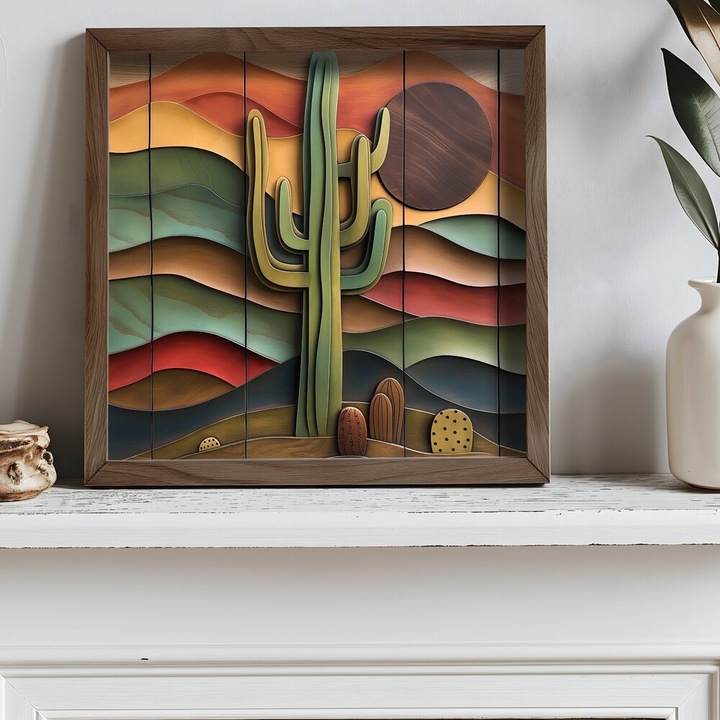 Рамкирана декоративна картина от МДФ, 50x50 см, рамка от смърч