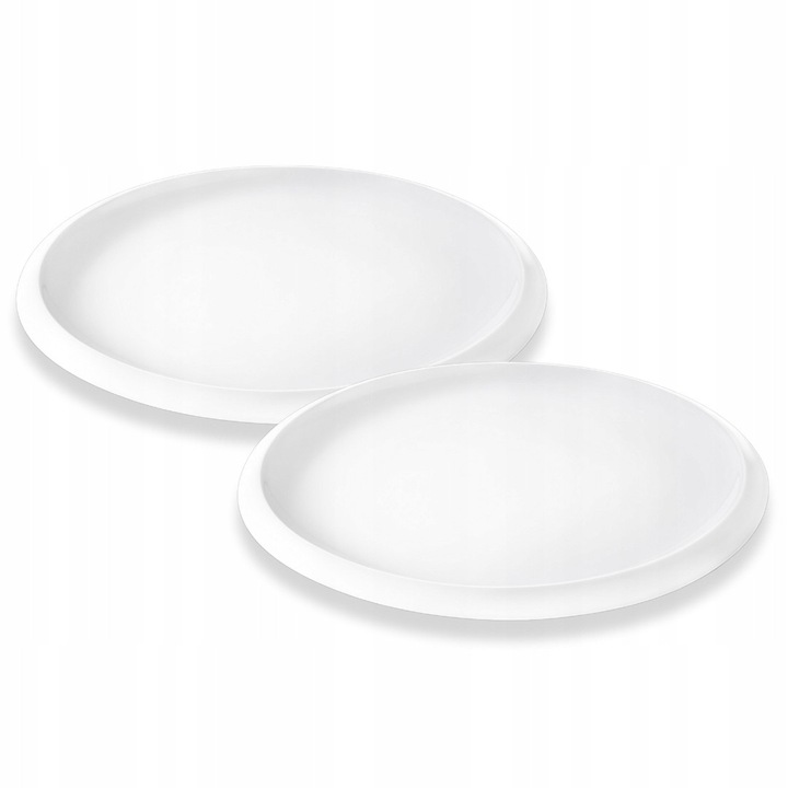 Set farfurii întinse din porțelan, alb, 2 bucăți, margine înaltă, placă rotundă 24 cm, Wilmax England