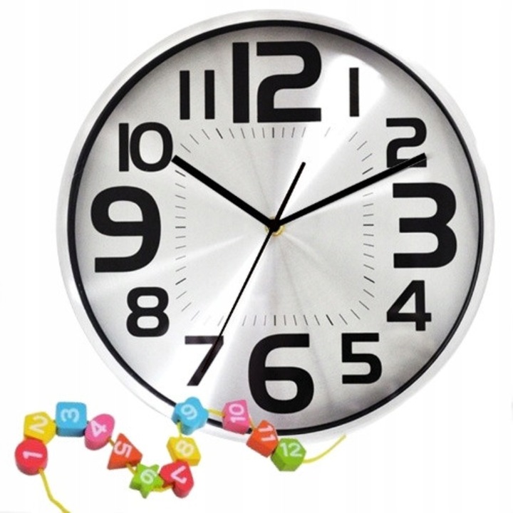 Koko díszóra, 30 cm, ezüst, modern dizájn, nagy számjegyek