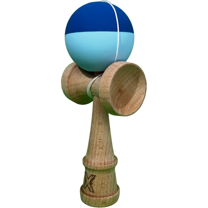 Kendama X Original, Дървена, Гумена топка, 18 см, Игра на умения за деца и възрастни, Градиент, Син, Син