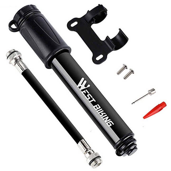 Миниатюрна помпа за велосипед, 80 PSI - Лека и преносима, съвместима с вентили Presta и Schrader