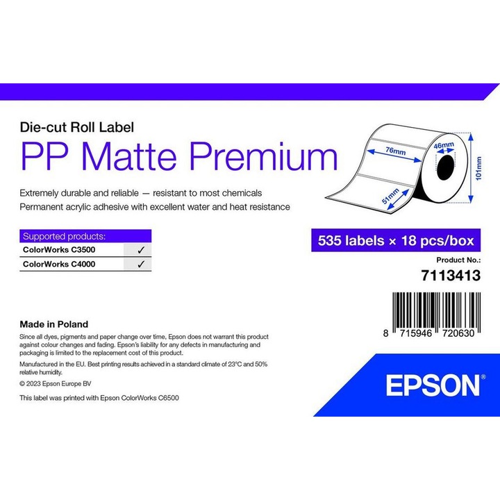 Hartie copiator Epson, 7113413, alb, set 18 unitati