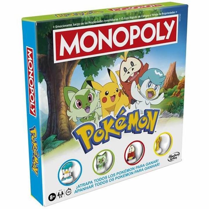 Joc de masa, Hasbro, Monopoly Pokemon, limba: spaniola, varsta recomandata: 8 ani, material: carton
