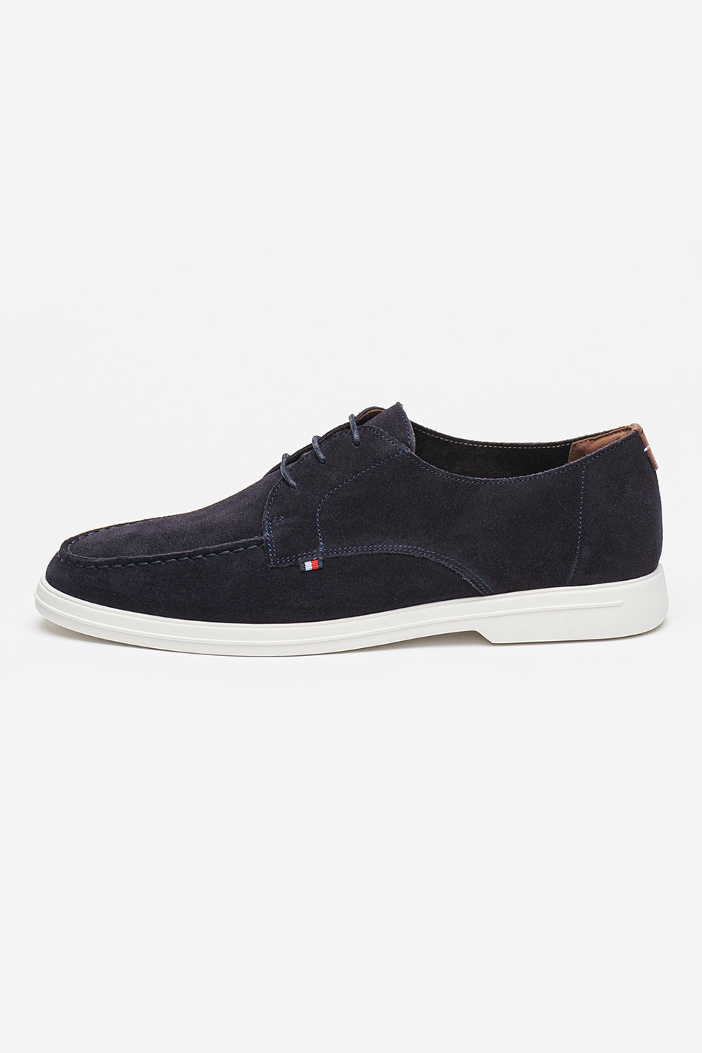 Tommy Hilfiger, Pantofi derby de piele intoarsa, Alb murdar, Bleumarin, 43