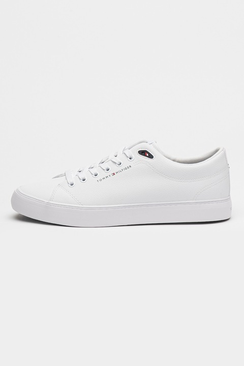 Tommy Hilfiger, Pantofi sport de piele ecologica, Alb optic