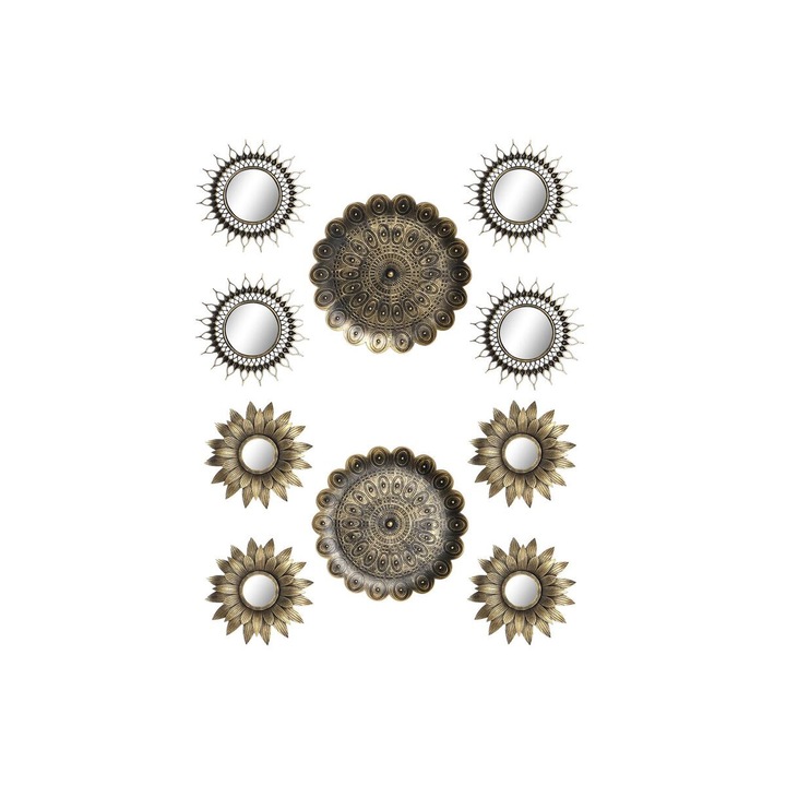 Set de Oglinzi DKD Home Decor Geam Auriu* PP 2 Unitati (35 x 2 x 35 cm)