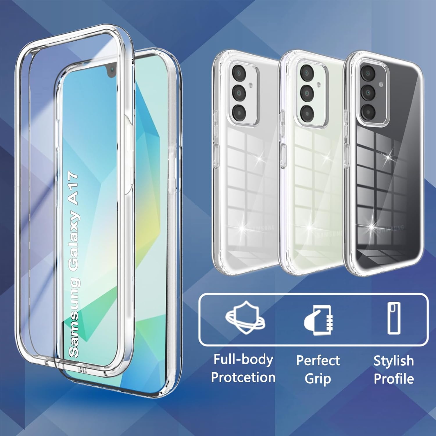 Husa 360 compatibila cu Samsung Galaxy A17 - V2 Transparent fata si spate