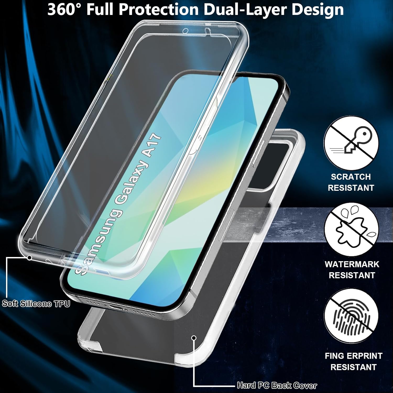 Husa 360 compatibila cu Samsung Galaxy A17 - V2 Transparent fata si spate