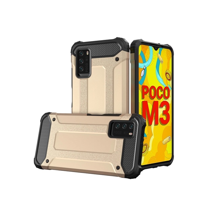 Carcasa Hybrid Armor Case Tough Rugged Cover compatibila cu Xiaomi Redmi Note 10 5G / Poco M3 Pro, Gold
