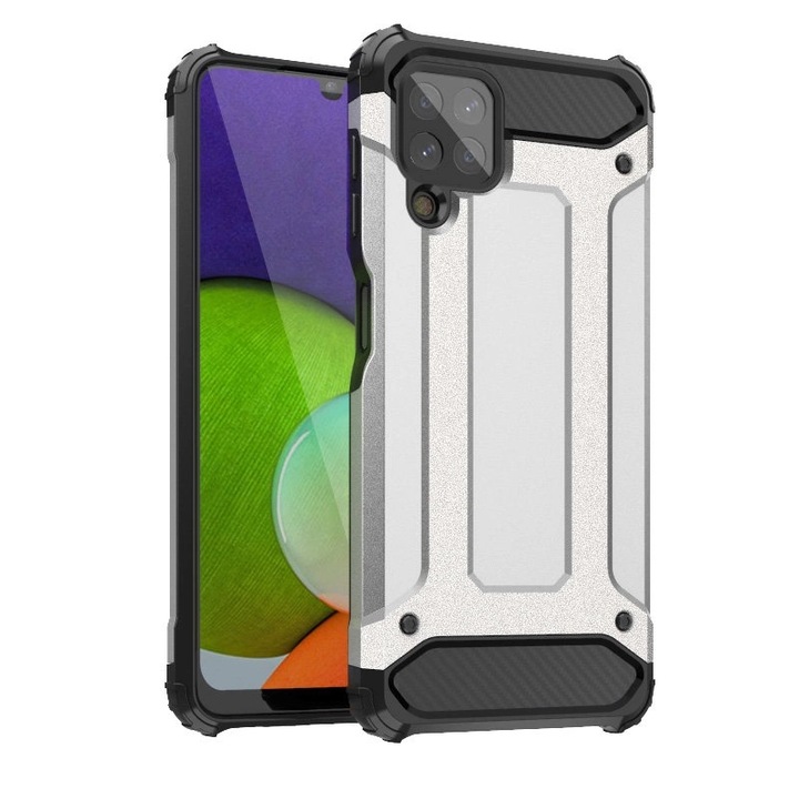 Carcasa Hybrid Armor Case Tough Rugged Cover compatibila cu Samsung Galaxy A22 4G, Silver