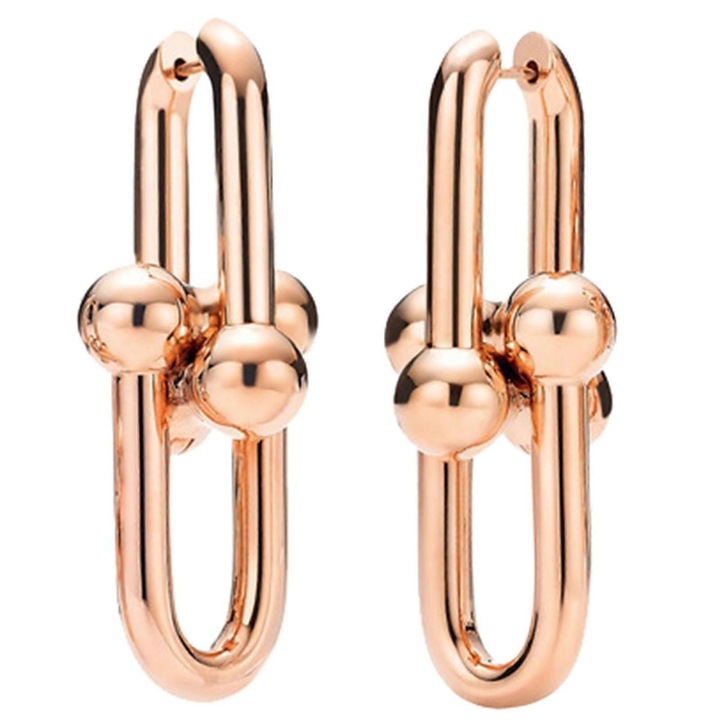 Cercei U in forma de potcoava, aurii, 2cm