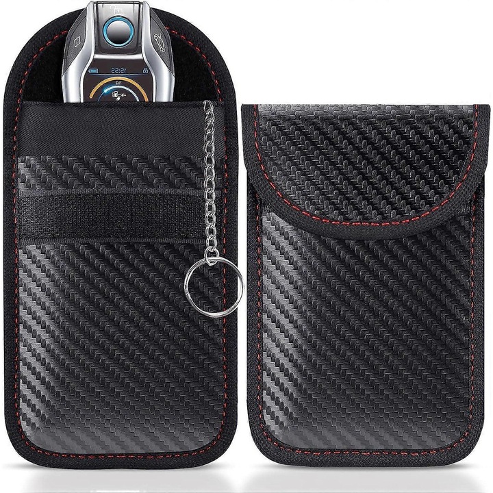 Комплект от 2 броя Фарадееви торбички за автомобилни ключове, защита против кражба, блокиране на RFID сигнал