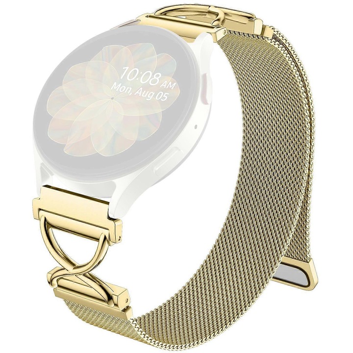 Bratara de ceas Milanese din inox electroplacat pentru Garmin vivomove Trend/Venu Sq 2, cu inchidere magnetica, 160x240mm, auriu