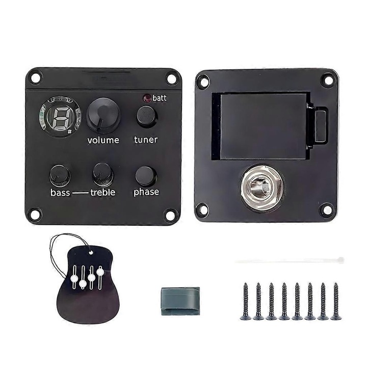 Sistem pickup chitara cu preamp integrat, tuner, control volum, ton, set complet