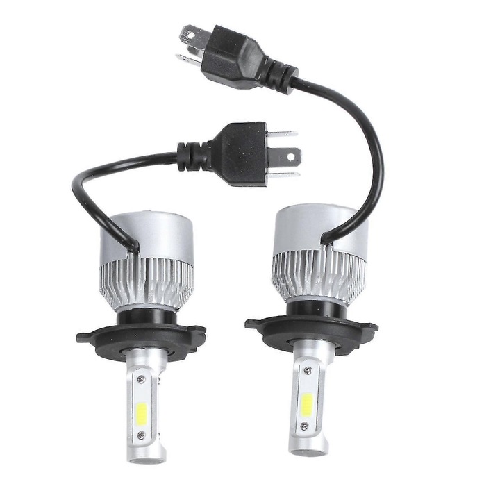 Set 2 becuri LED S2 H4 72W 8000LM 6000K alb