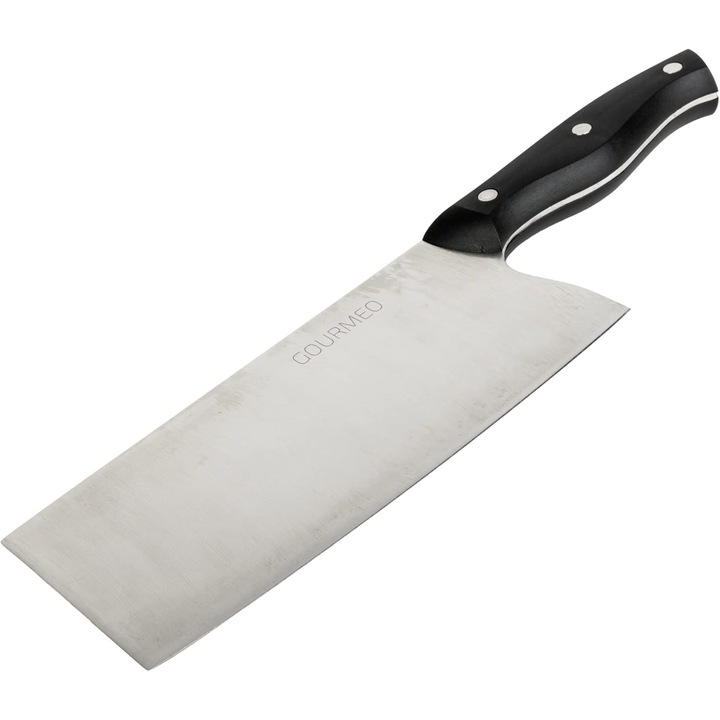 Cutit profesional de bucatar chinezesc, Gourmeo, 33, 1 x 13 x 3, 6 cm, din inox, maner ergonomic, Negru