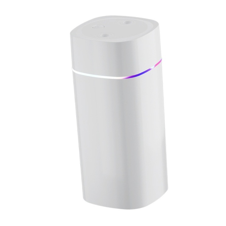 OEM Prémium Intelligens Párásító, Többszínű LED, Csendes, Könnyen Használható, Több Üzemmód, Dupla Sugár, Nagy Kapacitású 600 ml, Aromaterápia, Ultrahangos, Levegőtisztítás, Fehér, Automatikus Kikapcsolás, Oszlopos, 78 x 78 x 165 mm