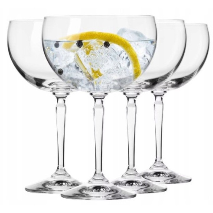 Set 4 pahare KROSNO 470ml, cristal, design glamour, pentru apa si cocktailuri