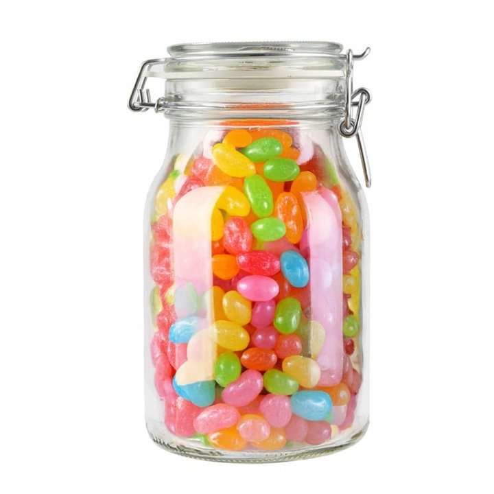 Borcan sticla hermetic Bimberek 1, 1L, cu capac sticla, reutilizabil