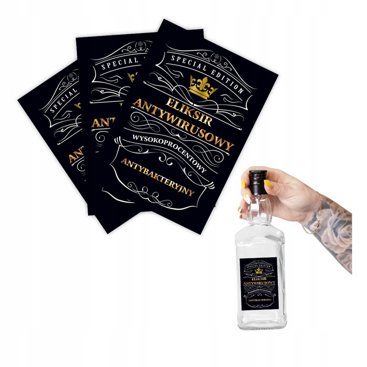 Комплект от 10 самозалепващи се етикета за бутилки Bimberek, устойчиви на влага